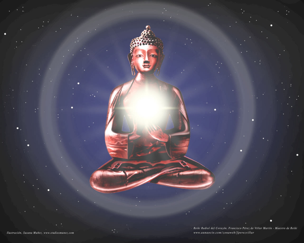 Buda de aura azul. Meditación del Corazón.